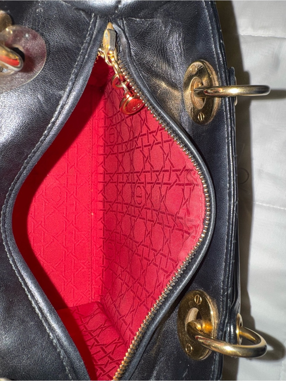 Dior Black Quilted Lady Dior Satchel with Gold Charms - Picture 8 of 11